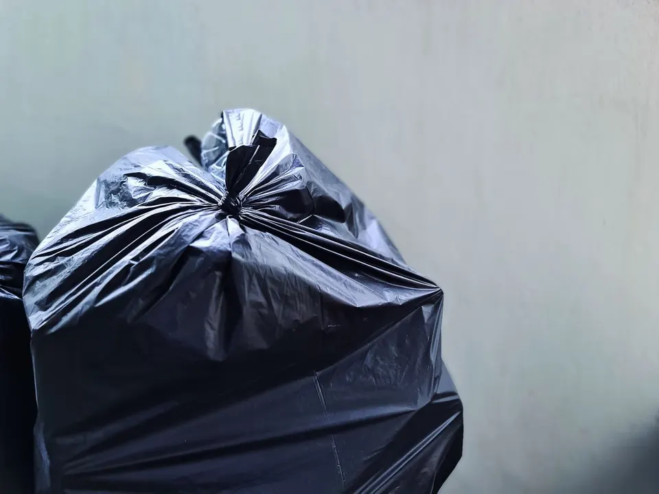 Bagged household rubbish ready for waste collection